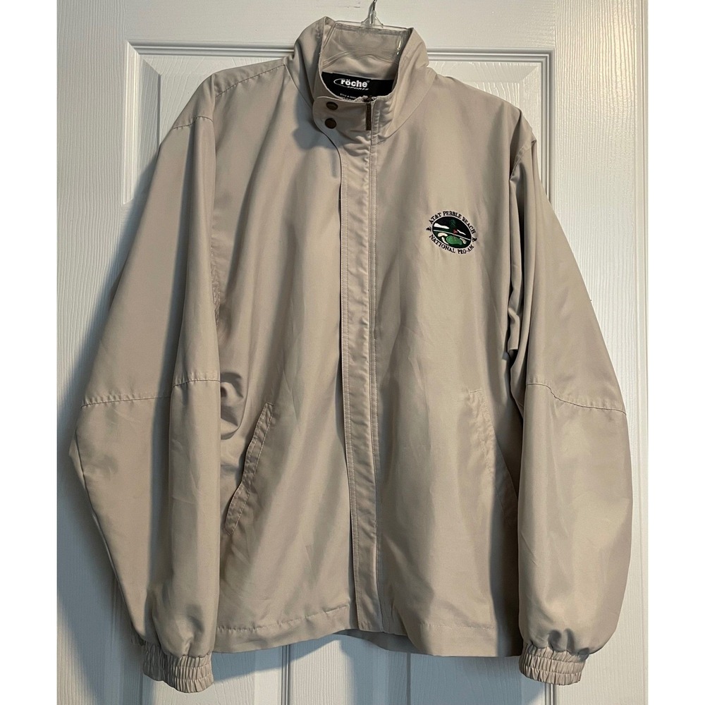 Vintage Roche Pebble Beach Pro-Am Golf Jacket Beige Large Y2K